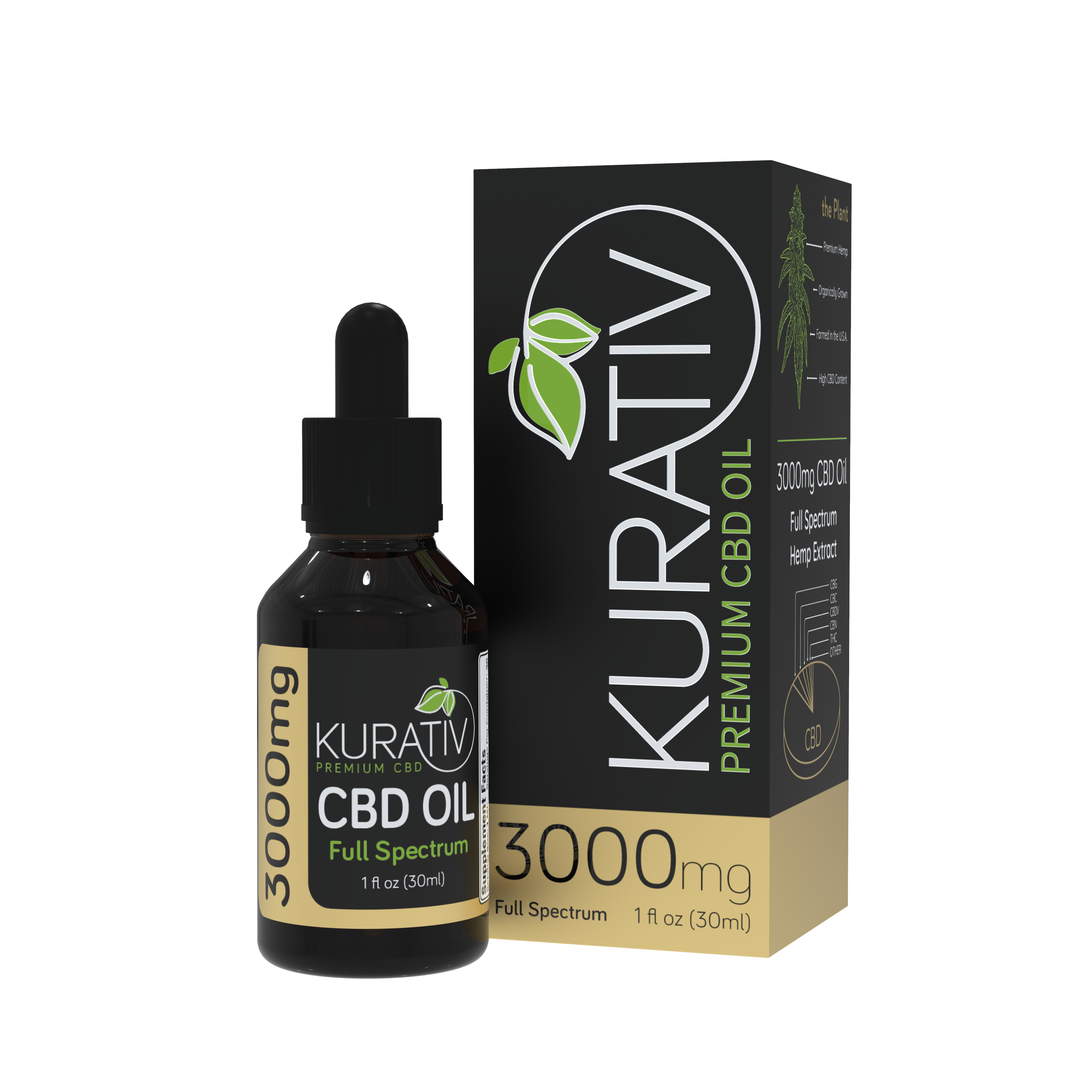 Full Spectrum CBD Oil Unflavored - 3000mg – Kurativ Premium CBD