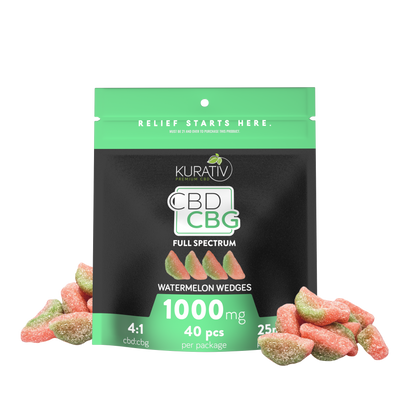 Full Spectrum CBD CBG Gummies 1000mg - Watermelon Wedges