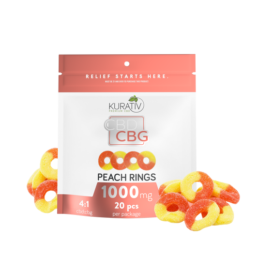 CBD/CBG Gummies 4:1 THC-Free 1000mg - Peach Rings